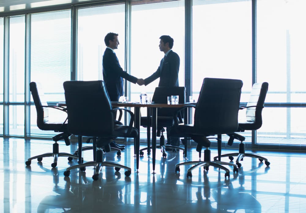 Two businessmen shaking hands