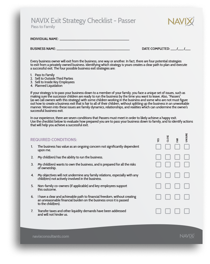NAVIX Exit Strategy Checklist – Passer (Family Succession)