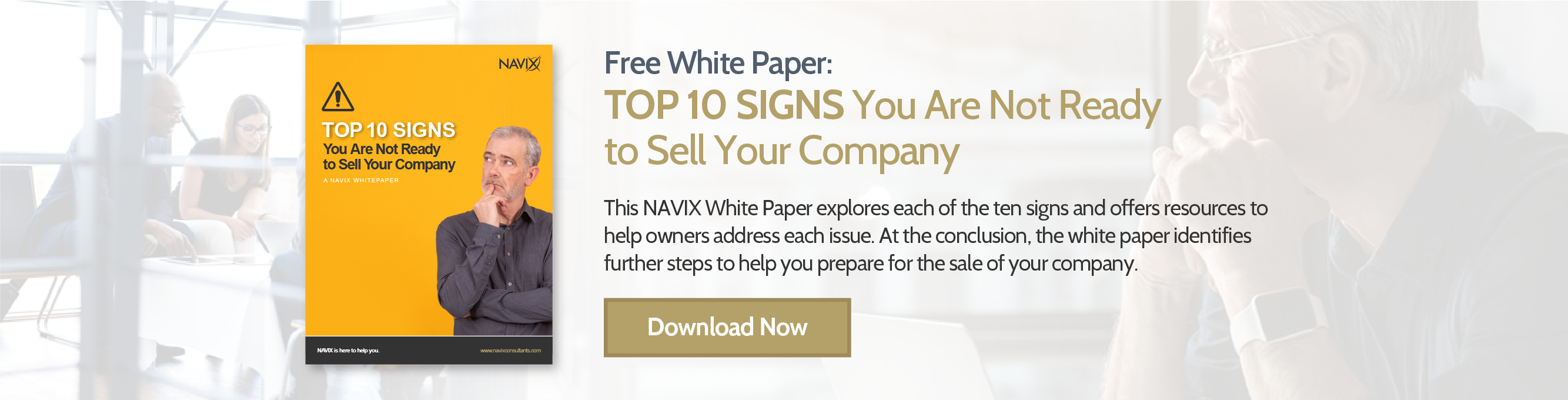 FREE White Paper: TOP 10 SIGNS You Are Not Ready to Sell Your Company